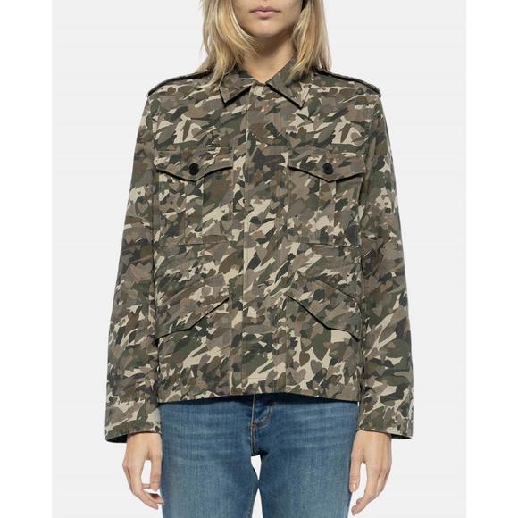 NEW ZADIG & VOLTAIRE krisa canvas camo jacket in grass - Picture 1 of 5